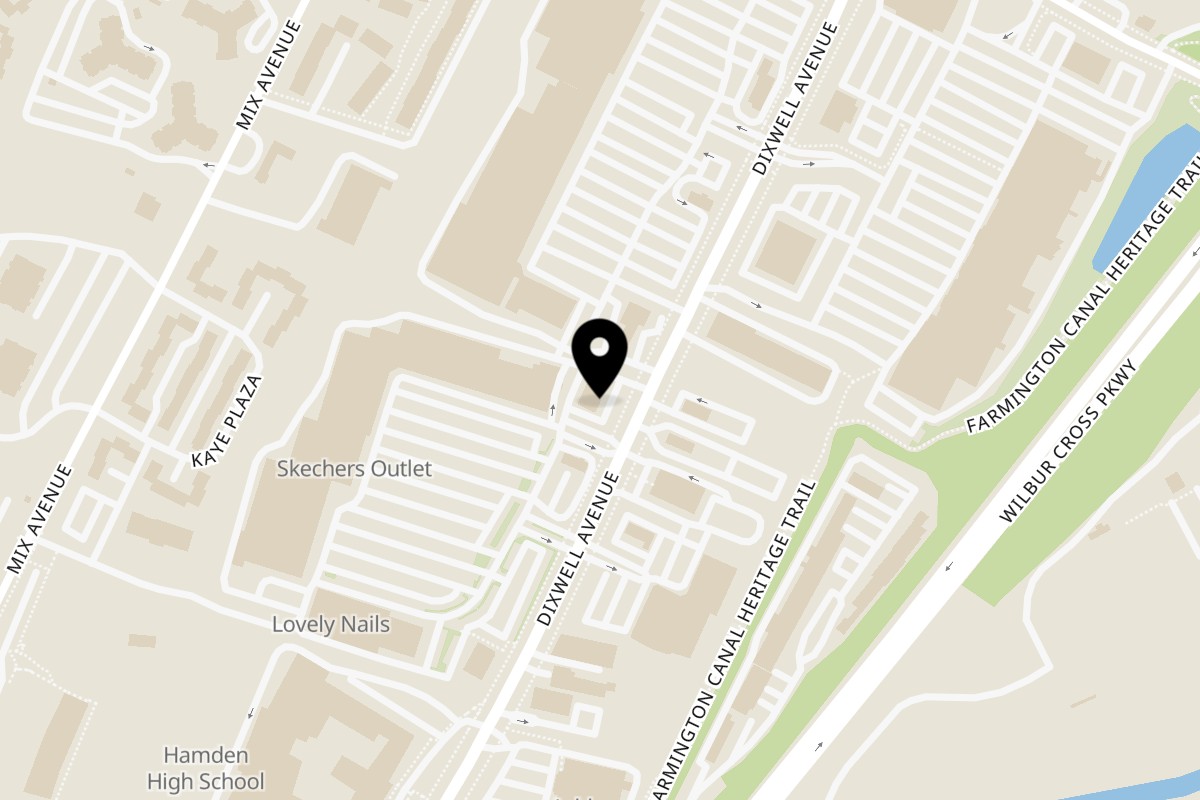 Map showing the location of Thai Spice Restaurant on 2100 Dixwell Ave in Hamden